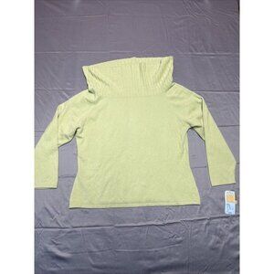 nordsrtom encore off the shoulder sweater size 2x heathered lime 100% cashmere